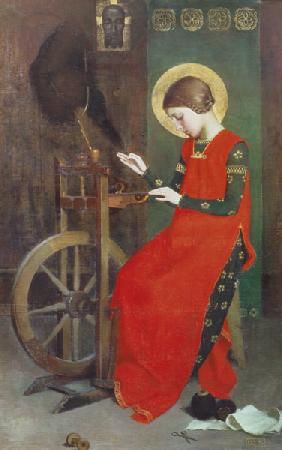St. Elizabeth of Hungary spinning Wool for the Poor