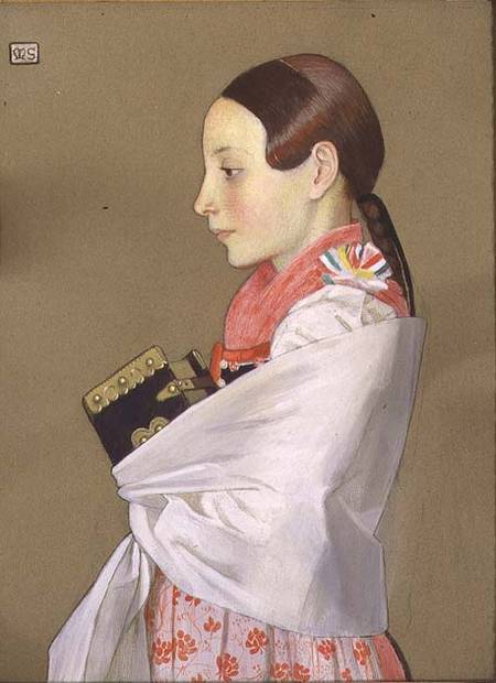 Young Girl of Menguszfalva going to Church od Marianne Stokes