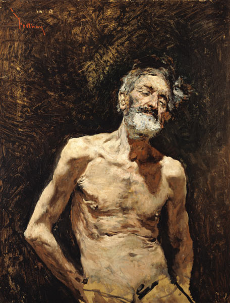 Act study of an old man at the sunbathing. od Mariano Fortuny