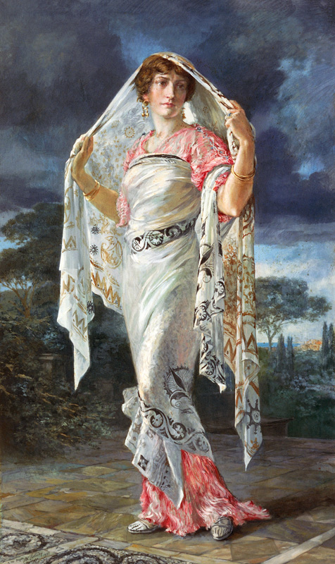 Portrait of Henriette Fortuny in the Pompeian robe od Mariano Fortuny y Madrazo