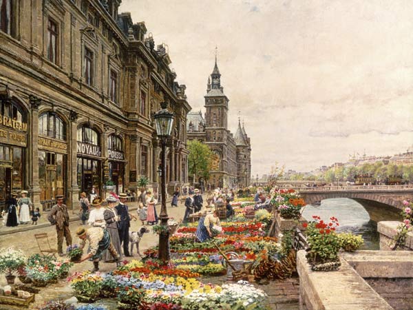 Flower stands at his in Paris. od Marie François Firmin-Girard