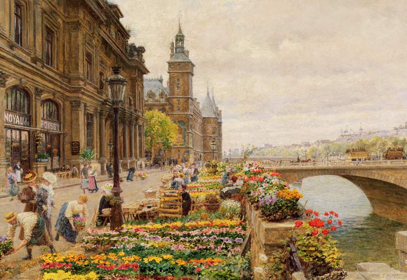 The Parisian Flower Market od Marie François Firmin-Girard