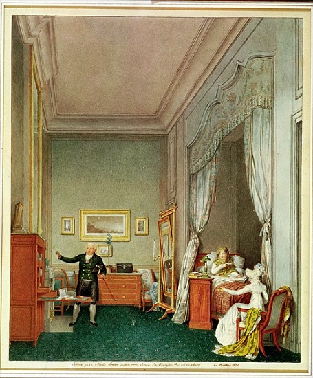 The Empress''s Bedroom with the Duchesse de Montebello and Jean-Nicolas Corvisart (1755-1821) Octobe od Marie-Louise de Hapsburg-Lorraine