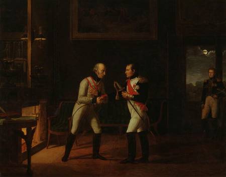 Meeting of Napoleon Bonaparte (1769-1821) and Archduke Charles (1771-1847) of Austria at Stammersdor od Marie Nicolas Ponce-Camus