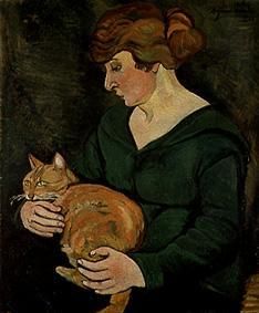 Woman with cat (Louson et Raminow) od Marie Clementine (Suzanne) Valadon