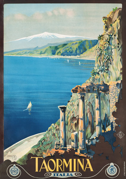 Poster advertising Taormina od Mario Borgoni