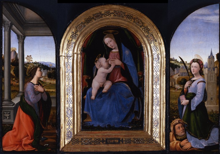 Enthroned Maria lactans with Saints Catherine of Alexandria and Barbara and her father Dioscurus od Mariotto di Bigio Albertinelli