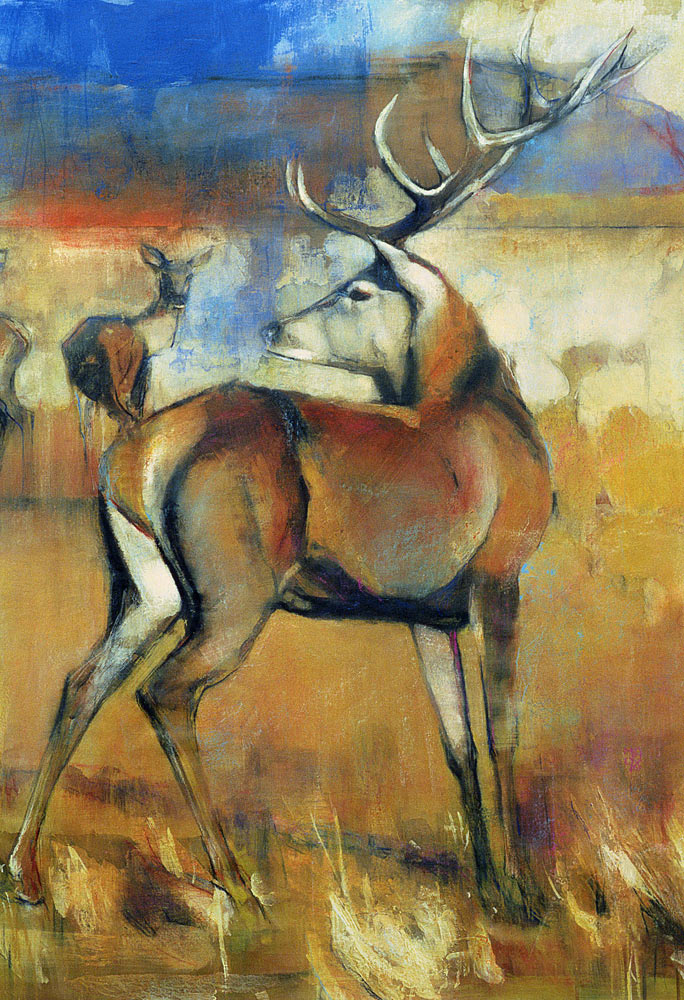 Red Stag, detail from Gathering Deer od Mark  Adlington