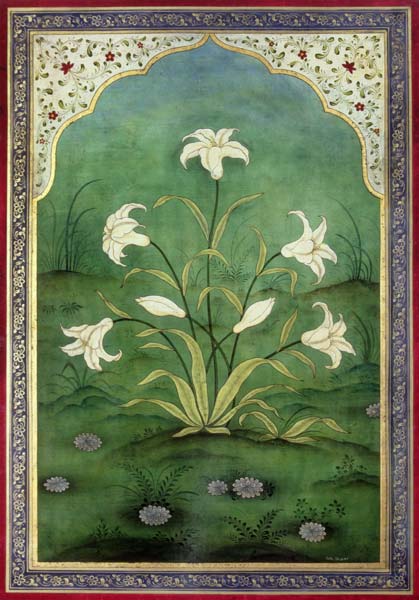 White Lilies (tempera on panel)  od Mark  Briscoe