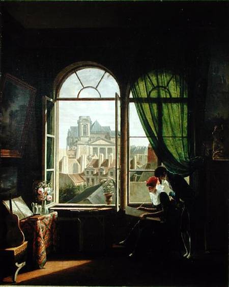 View of Saint-Eustache Church from a House on Rue Platriere or, The Artist's Interior od Martin Drolling