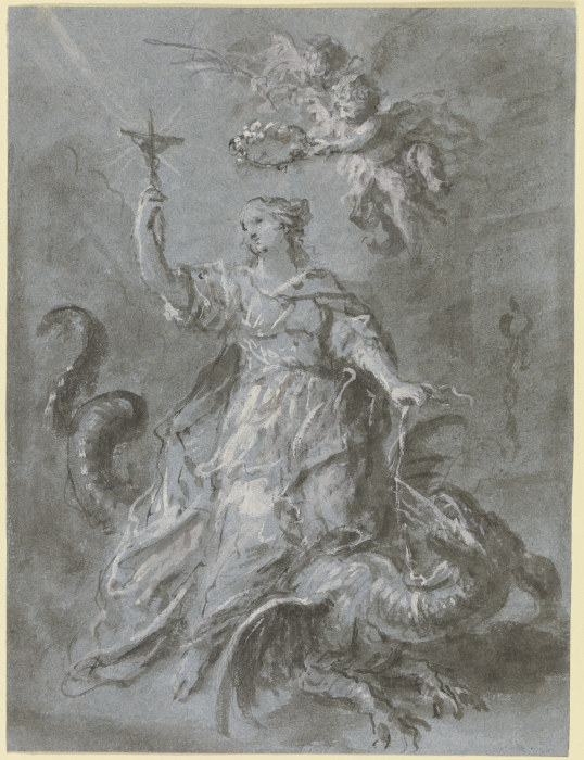 Die Heilige Margarethe auf dem Drachen, von zwei Engeln gekrönt od Martin Johann Schmidt gen. Kremser-Schmidt