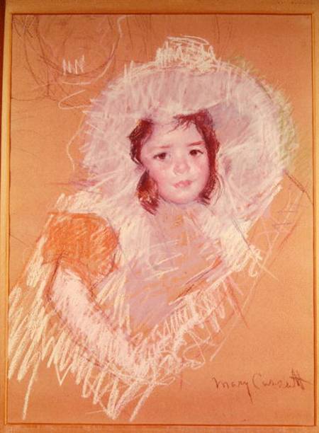 Bust of a Young Girl or Margot Lux with a Large Hat od Mary Cassatt