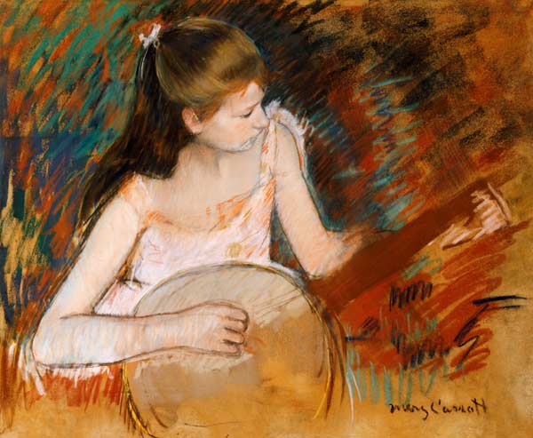 M.Cassatt, Girl with banjo / c.1894 od Mary Cassatt