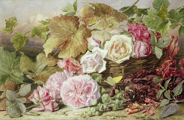 Peonies, Roses and Hollyhocks od Mary Elizabeth Duffield