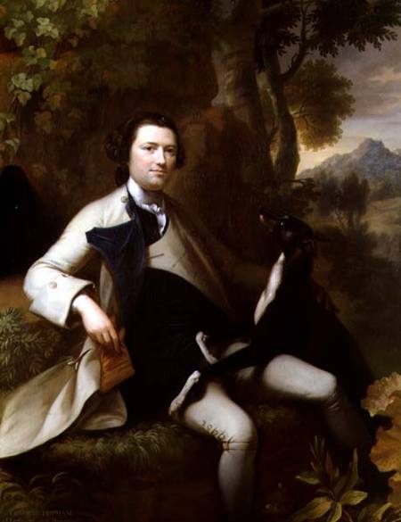 Francis Popham (d.1780) seated in a Wooded Landscape with his Greyhound od Mason Chamberlain
