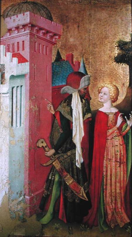 St. Barbara Locked in a Tower by her Father, from the St. Barbara Altarpiece od Master Francke