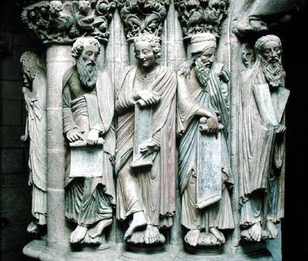 Detail of the Portico de la Gloria with the Old Testament prophets od Master Mateo