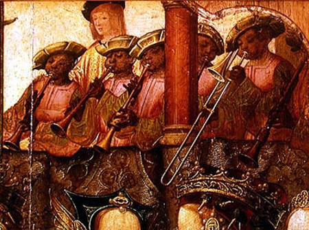The Engagement of St. Ursula and Prince Etherius, detail of the black musicians od Master of Saint Auta
