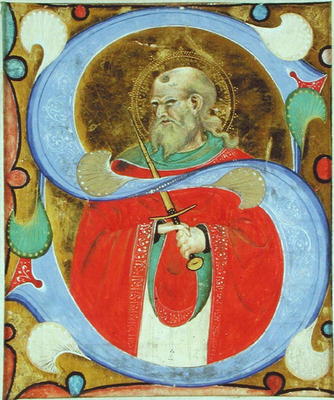 Historiated initial 'S' depicting St. Julian (vellum) od Master of San Michele of Murano