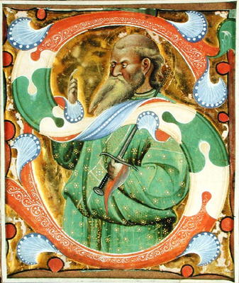 Historiated initial 'S' depicting St. Paul (vellum) od Master of San Michele of Murano