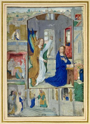 Anunciation, from a book of Hours (vellum) od Master of the Book of the Prayers