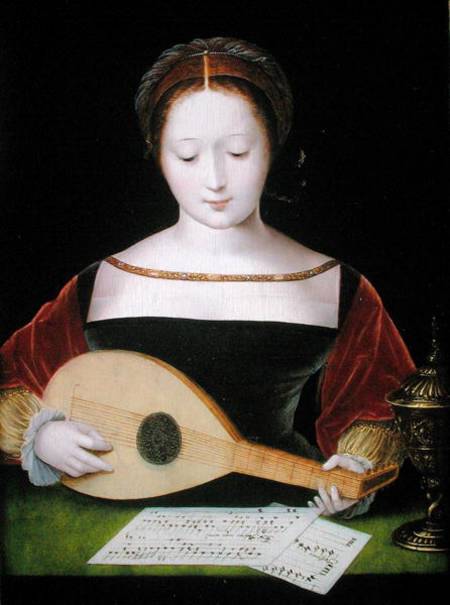 Mary Magdalene Playing a Lute od Master of the Female Half Lengths