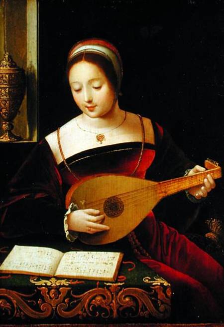 Mary Magdalene Playing the Lute od Master of the Female Half Lengths