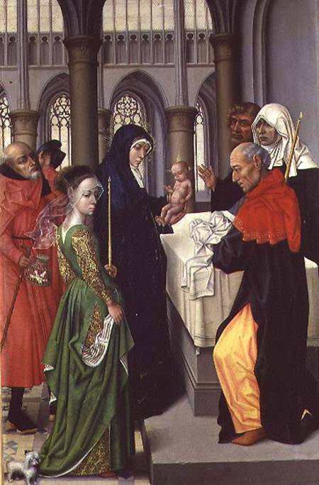 Presentation in the Temple, left hand panel of a diptych od Master of the Legend of St. Catherine