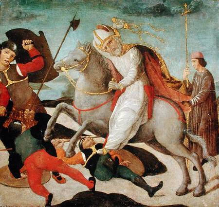 The Apparition of St. Ambrose at the Battle of Milan od Master of the Pala Sforzesca