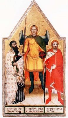 St. Michael the Archangel with St. Bartholomew and St. Julian (tempera on panel)