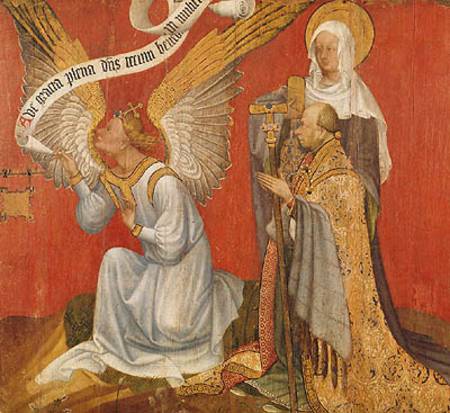 Panel from a diptych depicting the Angel of the Annunciation, the Donor and a Female Saint, possibly od Master of the Rohan Hours