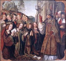 The Pope Blessing St. Auta, St. Ursula and Prince Etherius, from the St. Auta Altarpiece