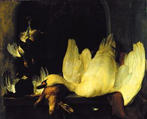 Animal piece with a dead swan od Matheus Bloem