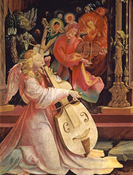 Isenheimer altar second show side, middle picture: Detail from angel concert. od Mathias (Mathis Gothart) Grünewald