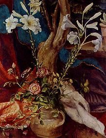 Stuppacher Madonna. Detail: White lilies od Mathias (Mathis Gothart) Grünewald