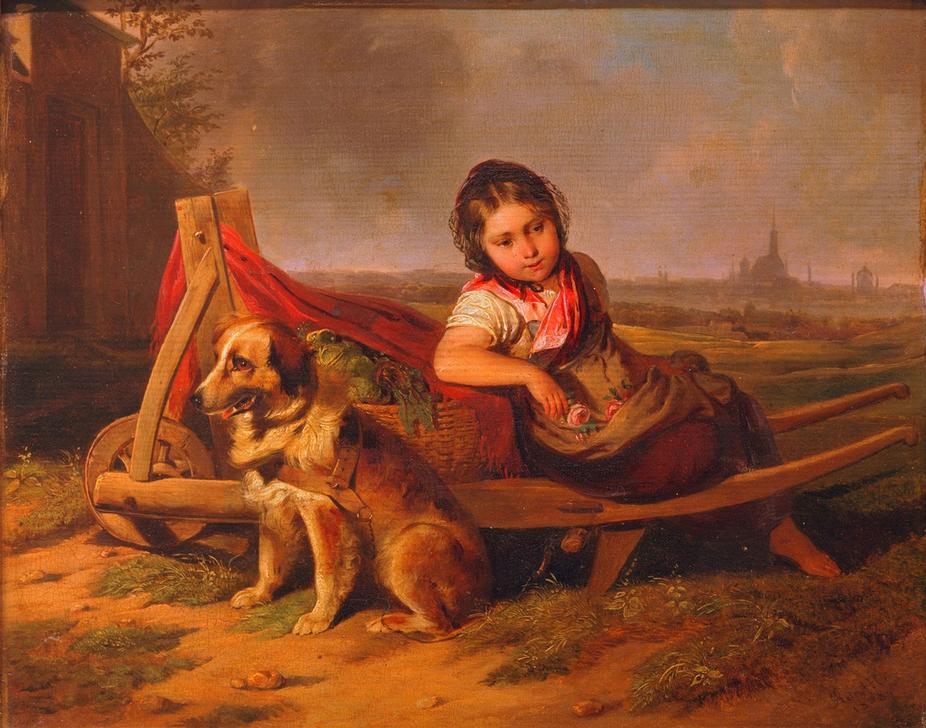 Mädchen mit Hund vor Wien od Mathias Ranftl