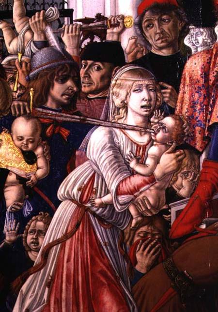 The Massacre of the Innocents, detail of a soldier piercing a baby with his sword od Matteo  di Giovanni di Bartolo