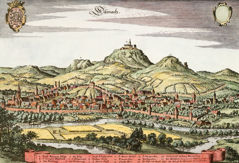 Eisenach and Wartburg od Matthäus Merian starší