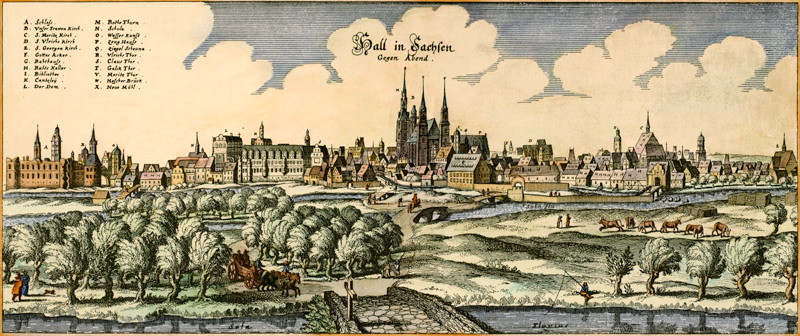 Halle (Saale) c.1650 od Matthäus Merian starší