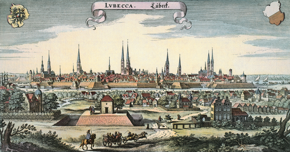 View of the City of L??beck od Matthäus Merian starší