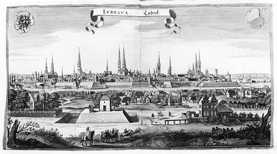 View of Lubeck od Matthäus Merian starší