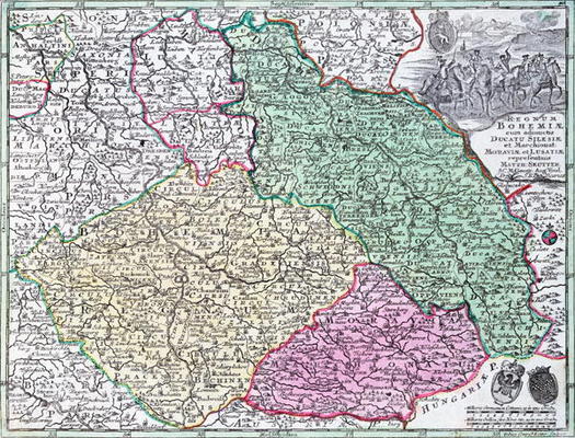 Map of Silesia, from an Atlas (colour litho) od Matthaus Seutter