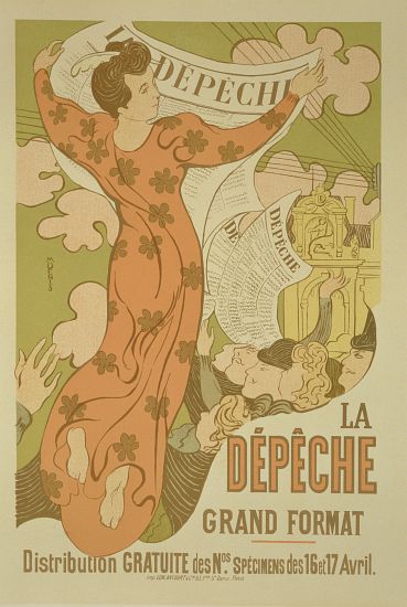 Reproduction of a poster advertising 'La Depeche de Toulouse' newspaper od Maurice Denis