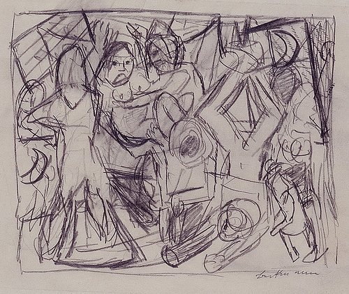 2nd Study for the Painting The Night. 1919. od Max Beckmann
