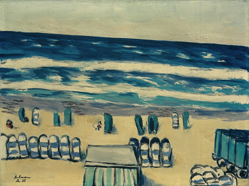 Blaues Meer mit Strandkörben od Max Beckmann