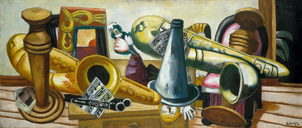 Still life with saxophones. 1926. od Max Beckmann