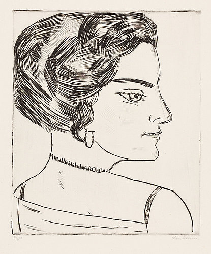 Naila in profile (Portrait Ms. H. M.). / Naila im Profil (Bildnis Frau H. M.). 1923 (H. 276 B) od Max Beckmann