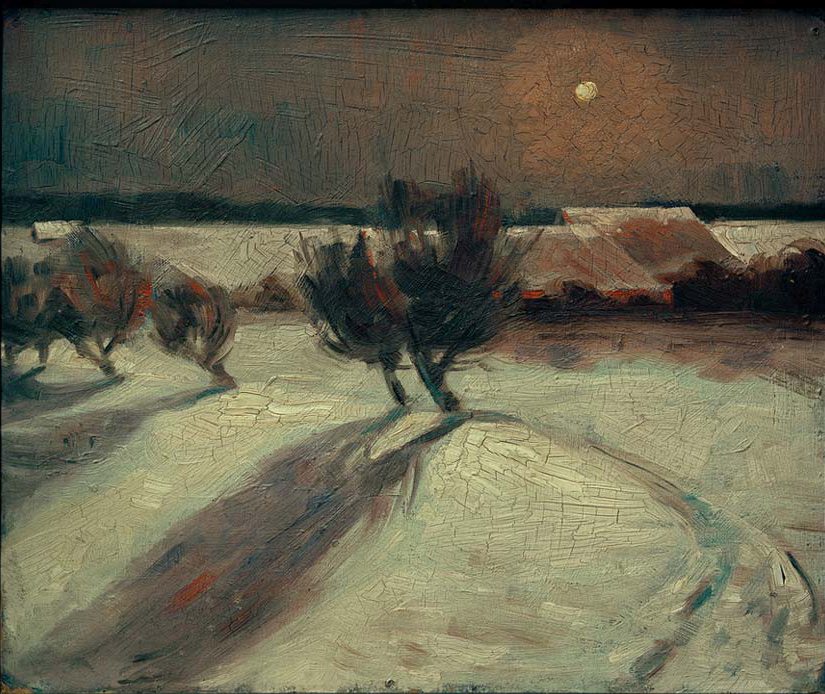 Schneelandschaft im Mondlicht od Max Beckmann