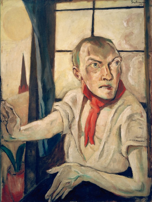 Self-portrait with red scarf od Max Beckmann