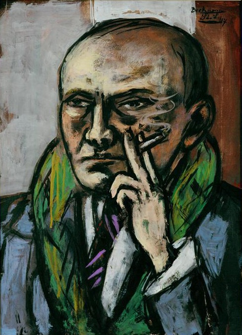 Self-portrait with zigarette od Max Beckmann